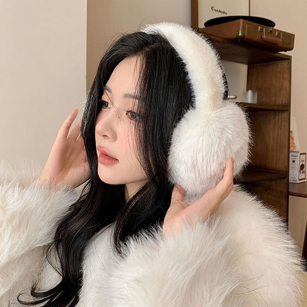 Cute Ear Cap Imitation Fur Plush Earmuffs Solid Color Folding Winter Earmuffs Keep Warmer Earflap Foldable Ear Cover Girl