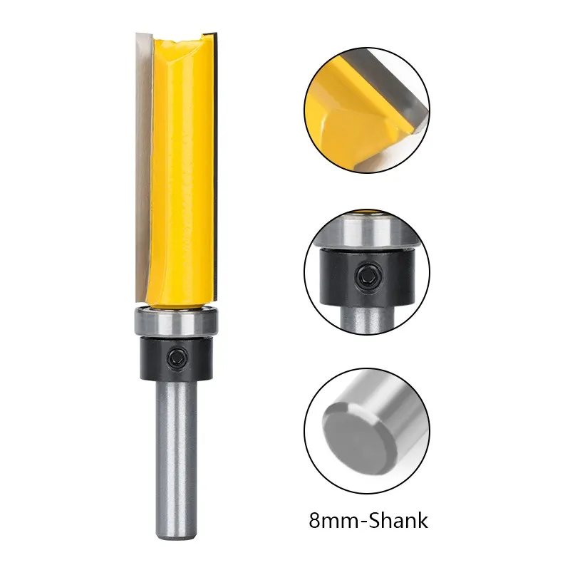 HAMPTON Flush Trim Router Bit 8mm Shank Top Bottom Bearing 5/8" Pattern Bit for Woodworking Tools Wood Milling Cutter