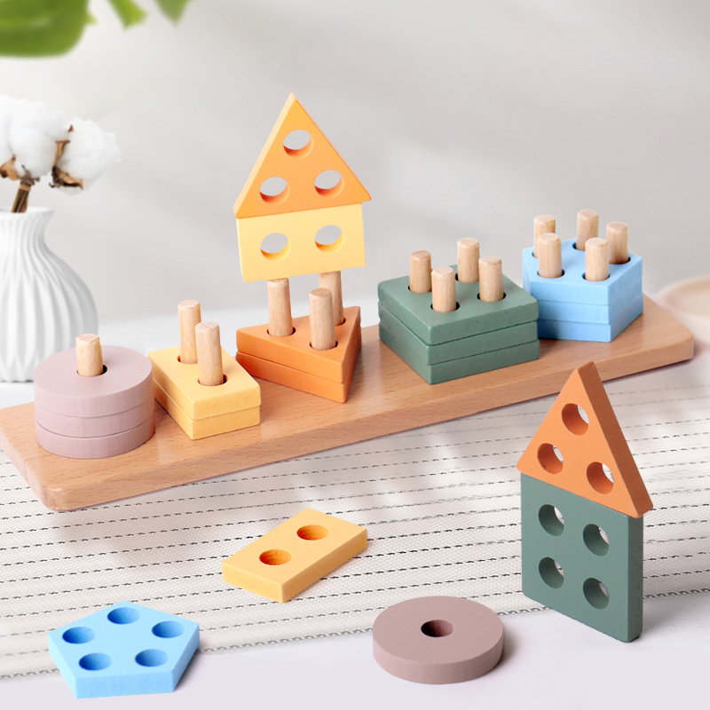 Montessori Holz Sortieren und Stapeln Spielzeug pädagogisches Lernen Vorschule Farber kennung Form Sortierer Rätsel für Kinder Geschenke