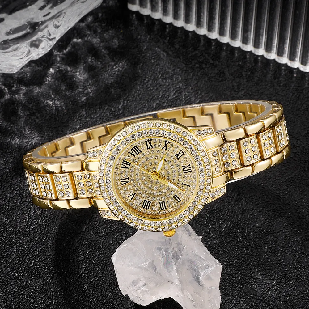 Mulheres Relógio de Diamante Ouro, Senhoras Relógios De Pulso, Pulseira De Strass, Marca De Luxo, Feminino