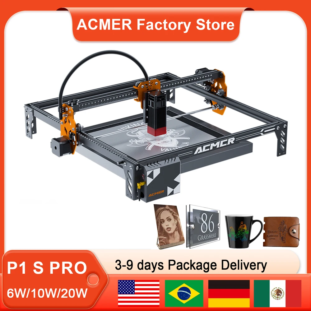 ACMER P1 S Pro Laser Engraver 6W Power Wifi Offline Control DIY Blue Light Laser cutter Woodworking Tools Diode CnC Machine