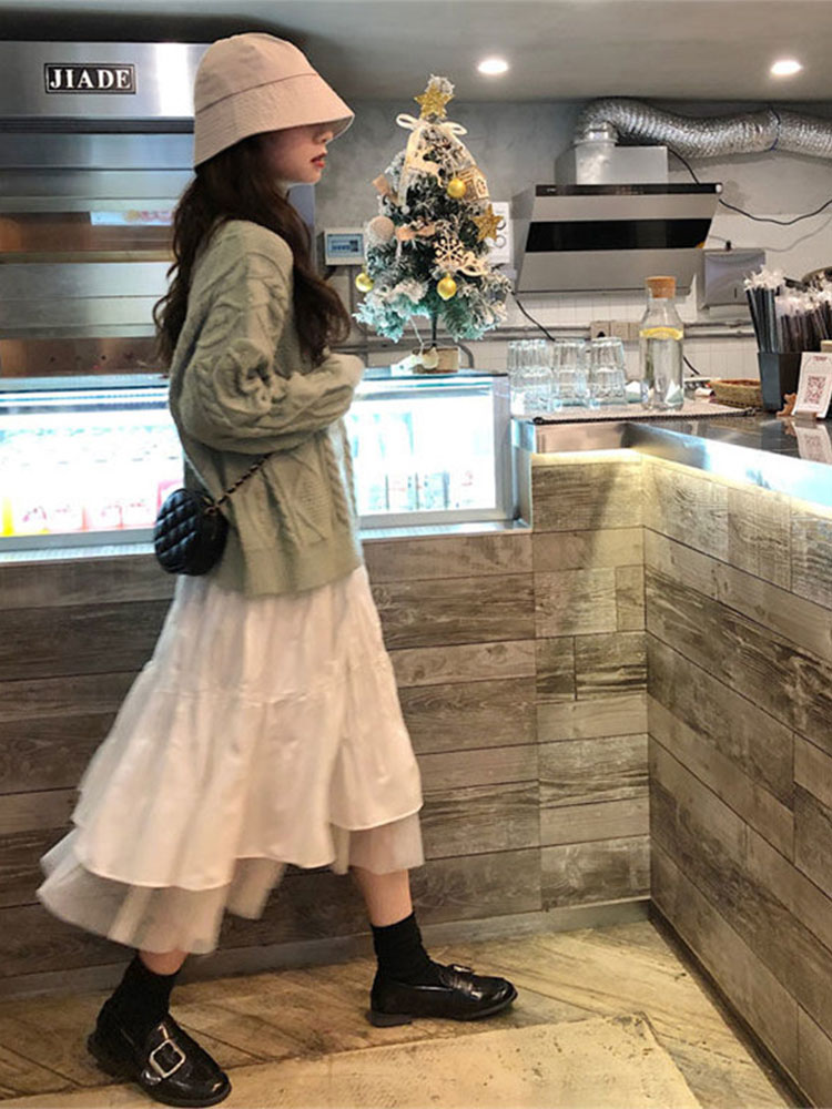 Gonne longuette lunghe in tulle da donna autunno elastico a vita alta tutù in rete gonne a pieghe gonna lunga bianca nera femminile streetwear