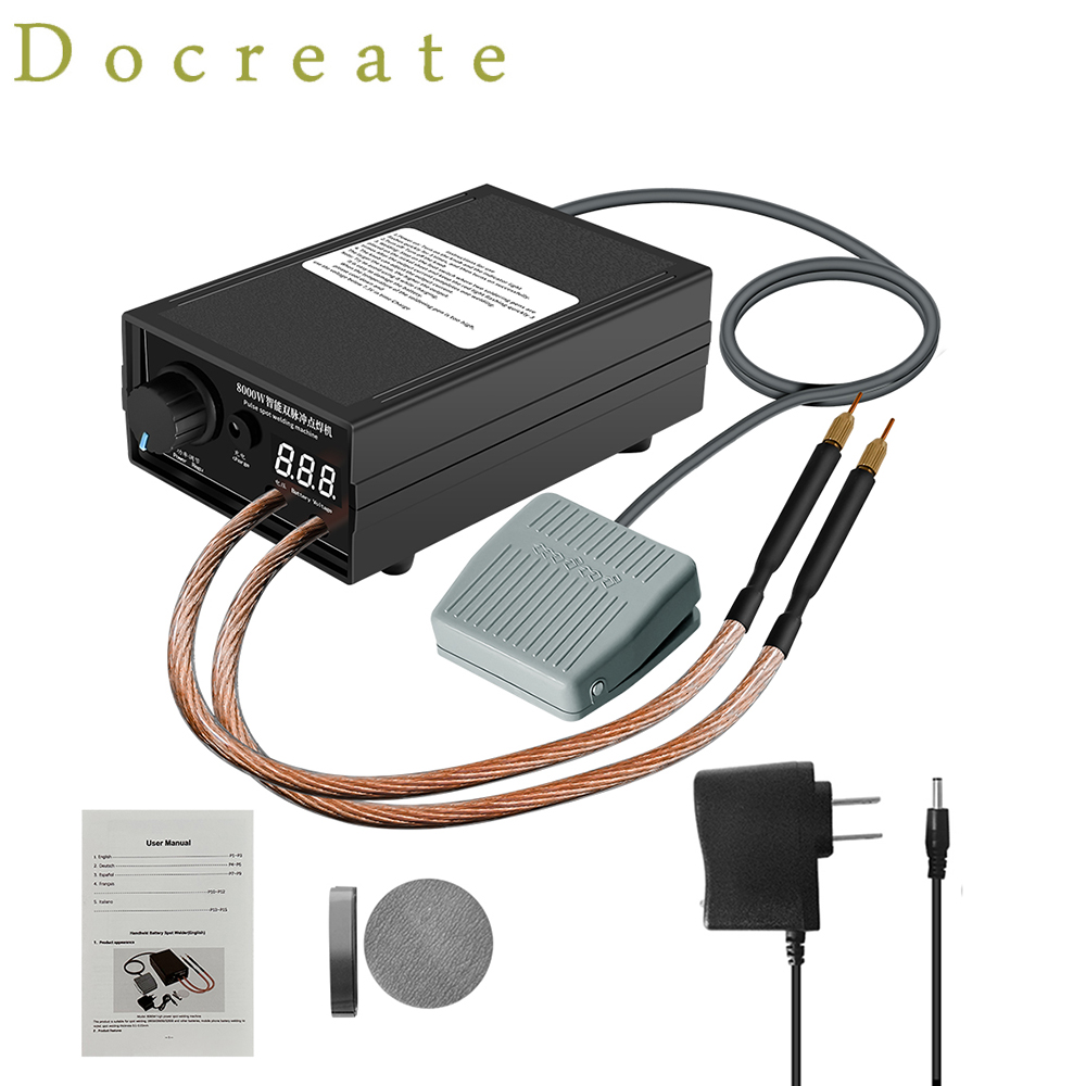 Docreate 8000w kit de máquina soldador ponto alta potência 18650 bateria ferramentas soldagem portátil máquina soldador 0.15mm tira níquel