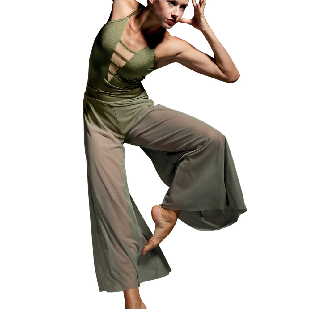 MiDee Costume de danse lyrique moderne de 2 pièces, justaucorps Camisole et pantalon large, tenue de danse, tenue de danse de Ballet contemporaine