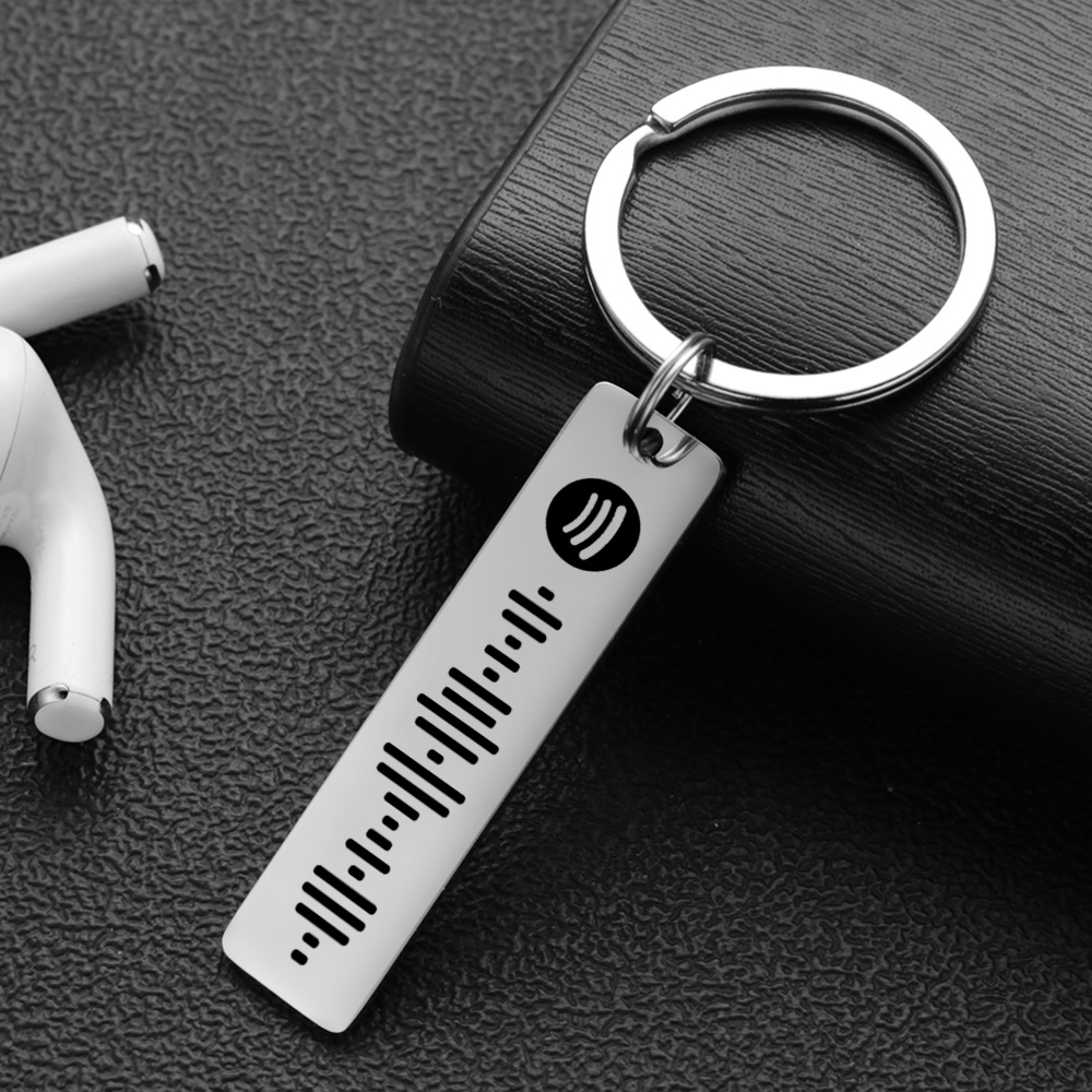 パーソナライズされた Spotify コードキーホルダーカスタマイズされた音楽キーホルダースキャン可能な曲名キーリングチェーン車のカップルへのギフト P040