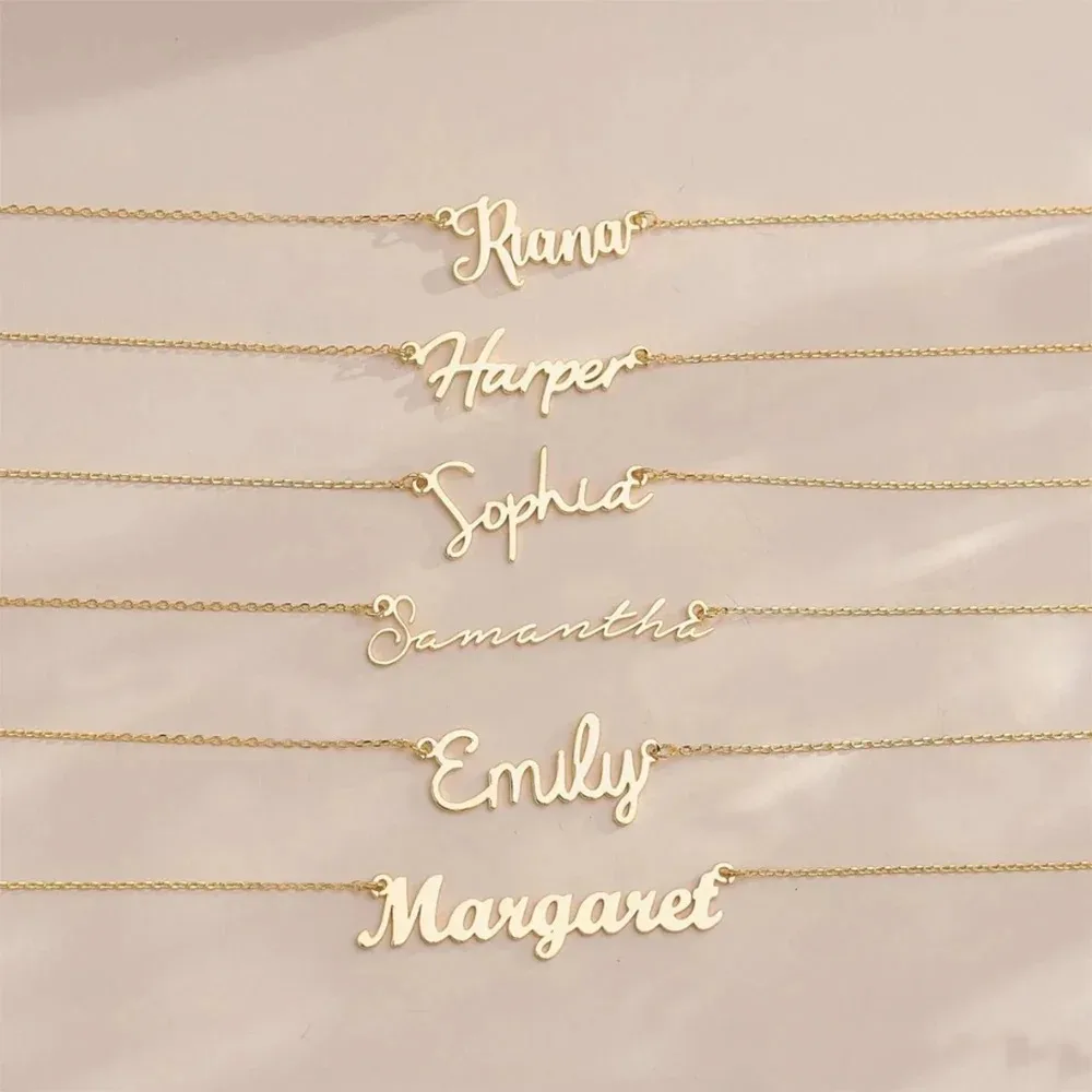 Colar com nome personalizado, joia com nome de aço inoxidável, presente de aniversário para sua dama de honra, presentes para o dia das mães