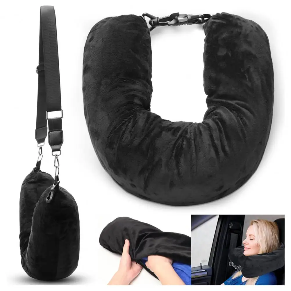 Almohada de viaje para el cuello, almohada de viaje con relleno automático, almohada de cuello rellenable portátil para viajes con cojín de soporte recargable para coche