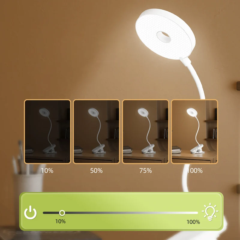 Clip-Onโคมไฟตั้งโต๊ะแบบพกพาโคมไฟตั้งโต๊ะLEDเดสก์ท็อปโคมไฟตั้งเวลาStepless Dimming 1200 Mah Eye Protectionอ่านโคมไฟศึกษา