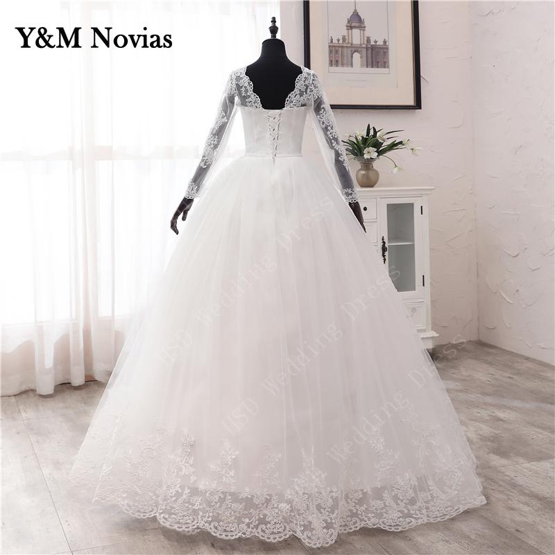 New Spring Lace Appliques abiti da sposa manica lunga Vestidos De Novia 2023 bianco scollo a v principessa sposa abiti da sposa Plus Size