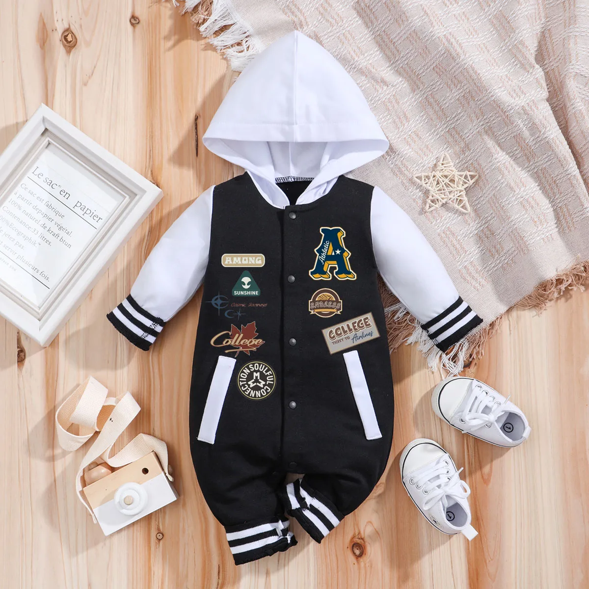 IURNXB, pelele para bebés, niños y niñas, pelele con capucha de béisbol de manga larga, mono infantil, trajes de playa, sudadera para recién nacidos, ropa, mono de 0 a 18M