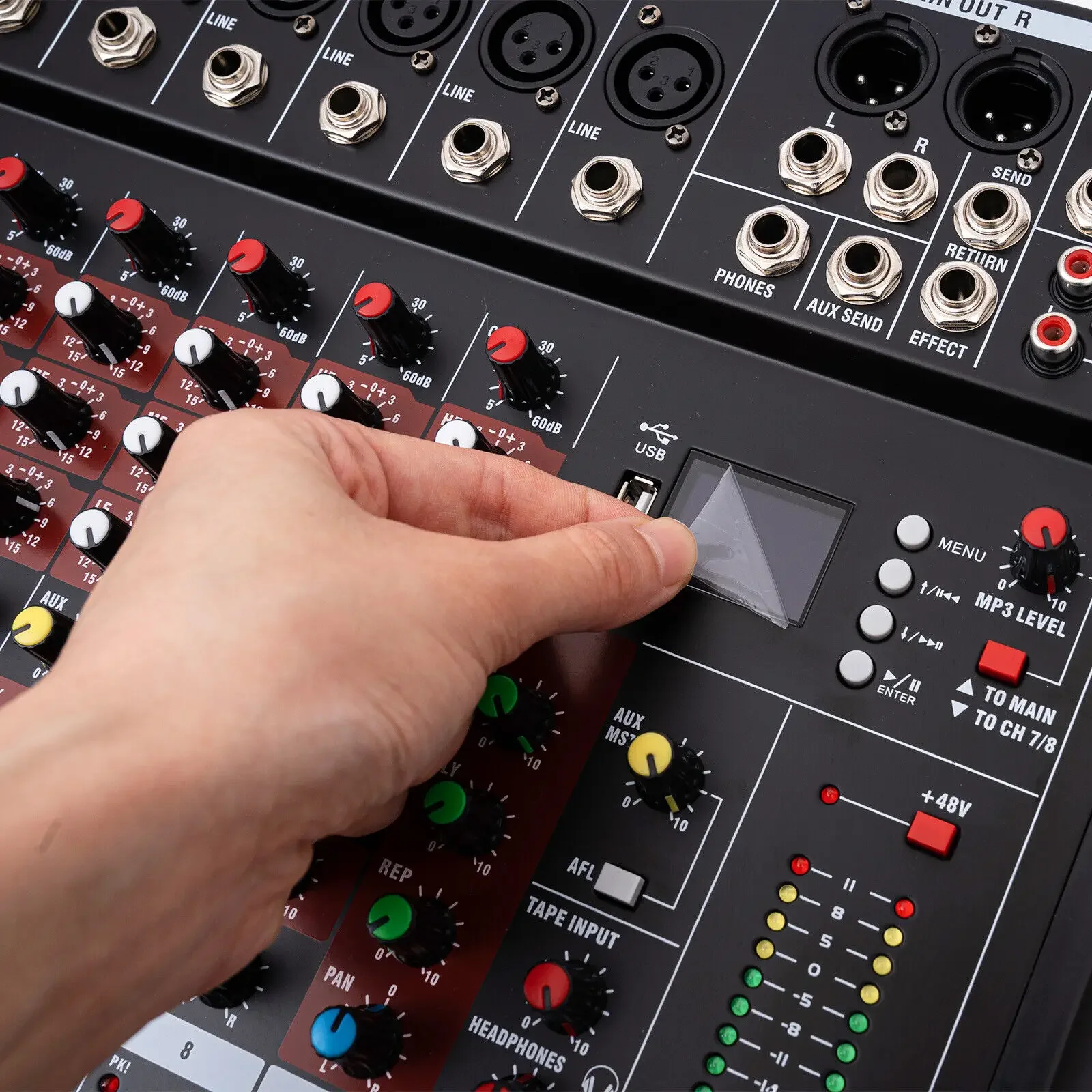 Professional Audio Mixer Bluetooth USB DJ Console 8 Channel Karaoke Live Studio