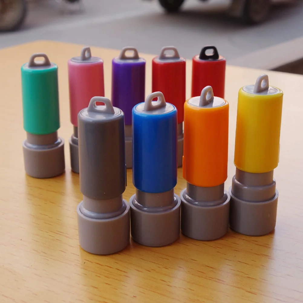 10 Pcs Case with Pad Small Stamps Self Holiday Blank Engraved Making Tool Accessory Seals