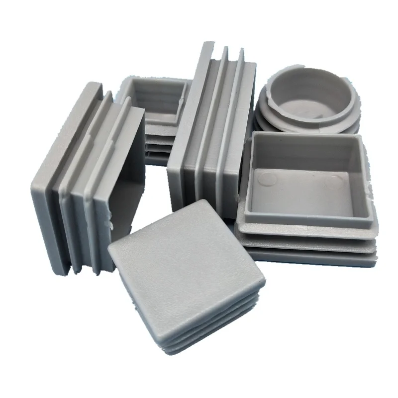 4 Xám Nhựa Vuông Ghế Bàn Chân Nắp Ống Ống Tẩy Trống Đầu Mút Chèn Nội Thất Chân Cắm Trang Trí Bụi bao Da