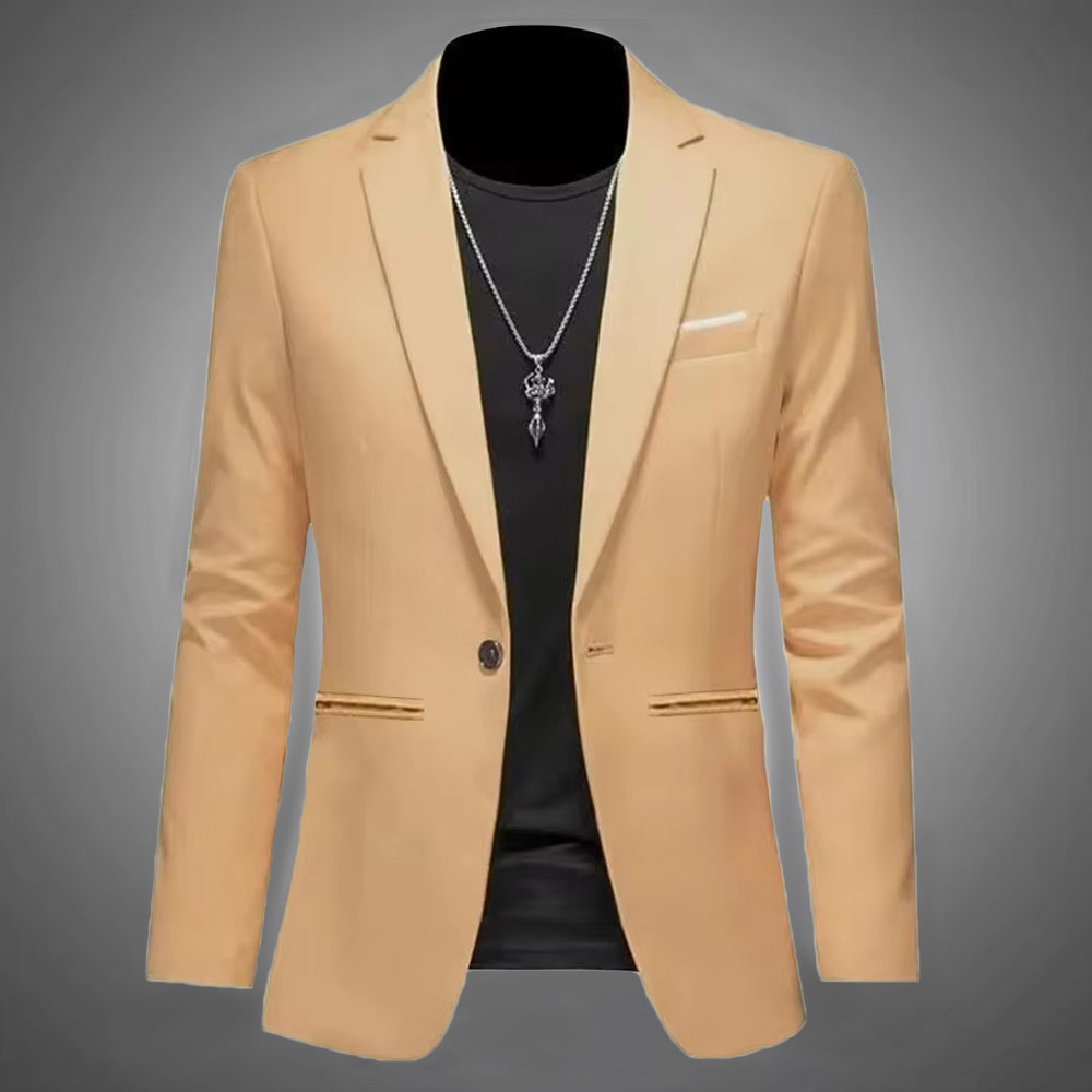 Moda masculina lazer boutique terno jaqueta outono casual negócios fino ajuste não-passar único botão terno sólido blusa formal