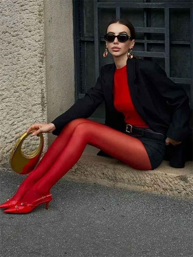 Nuevo pantimedias rojas para mujer, calcetines rojos, medias para mujer, lencería ajustada, mallas de terciopelo de seda antigancho para boda y novia # #