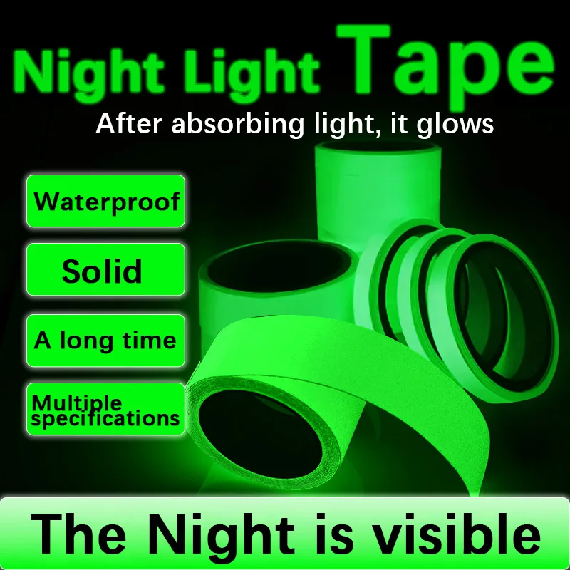Nastro luminoso 3m verde avvertimento luce di terra Storage Stair adesivo antiscivolo telaio della bicicletta avvertimento nastro fluorescente riflettente