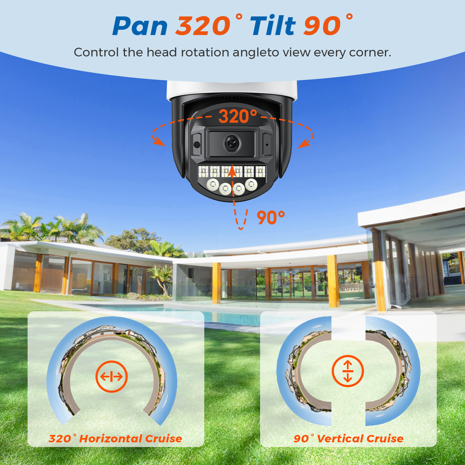 10MP 5K Wifi Surveillance Camera 8M Dual Lens AI Human Detect Auto-cruise P2P 5Ghz Wifi Wireless Outdoor Security PTZ IP Camera