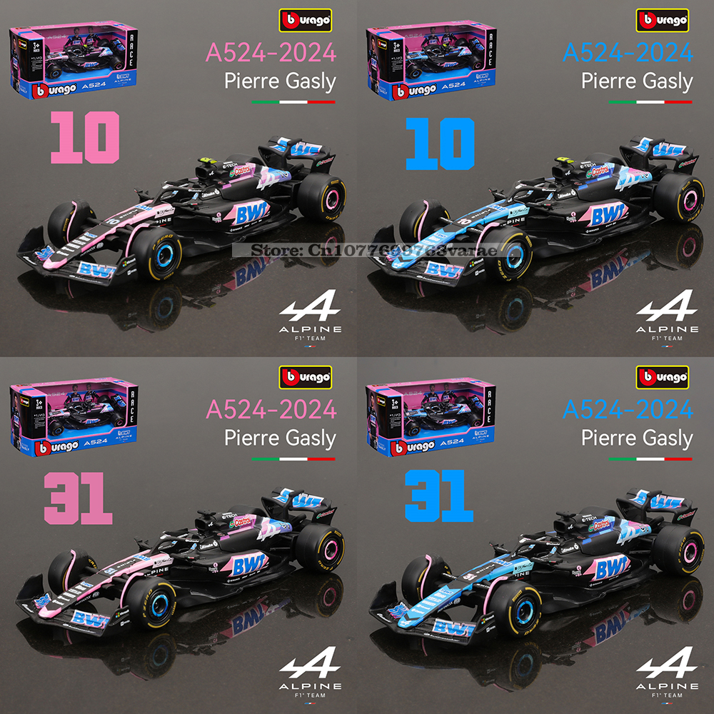 Bburago 1:43 Alpine F1 Team A524 2024 # 10-Перьерский газет # 31. Легкосплавный автомобиль Esteban Ocon, литая модель игрушки, коллекционные соревнования