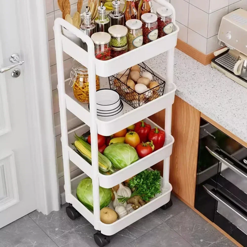 ห้องครัวและชั้นเก็บรถเข็นมือถือOrganizer Gap Storage Rack Rolling Cartชั้นวางหนังสือสําหรับห้องนอนห้องน้ํา
