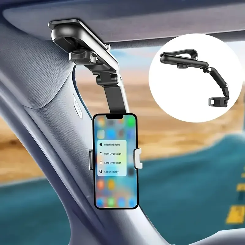 Multi-Functional Car Phone Holder: Sun Visor Navigation Rack for Direct-View GPS Navigation