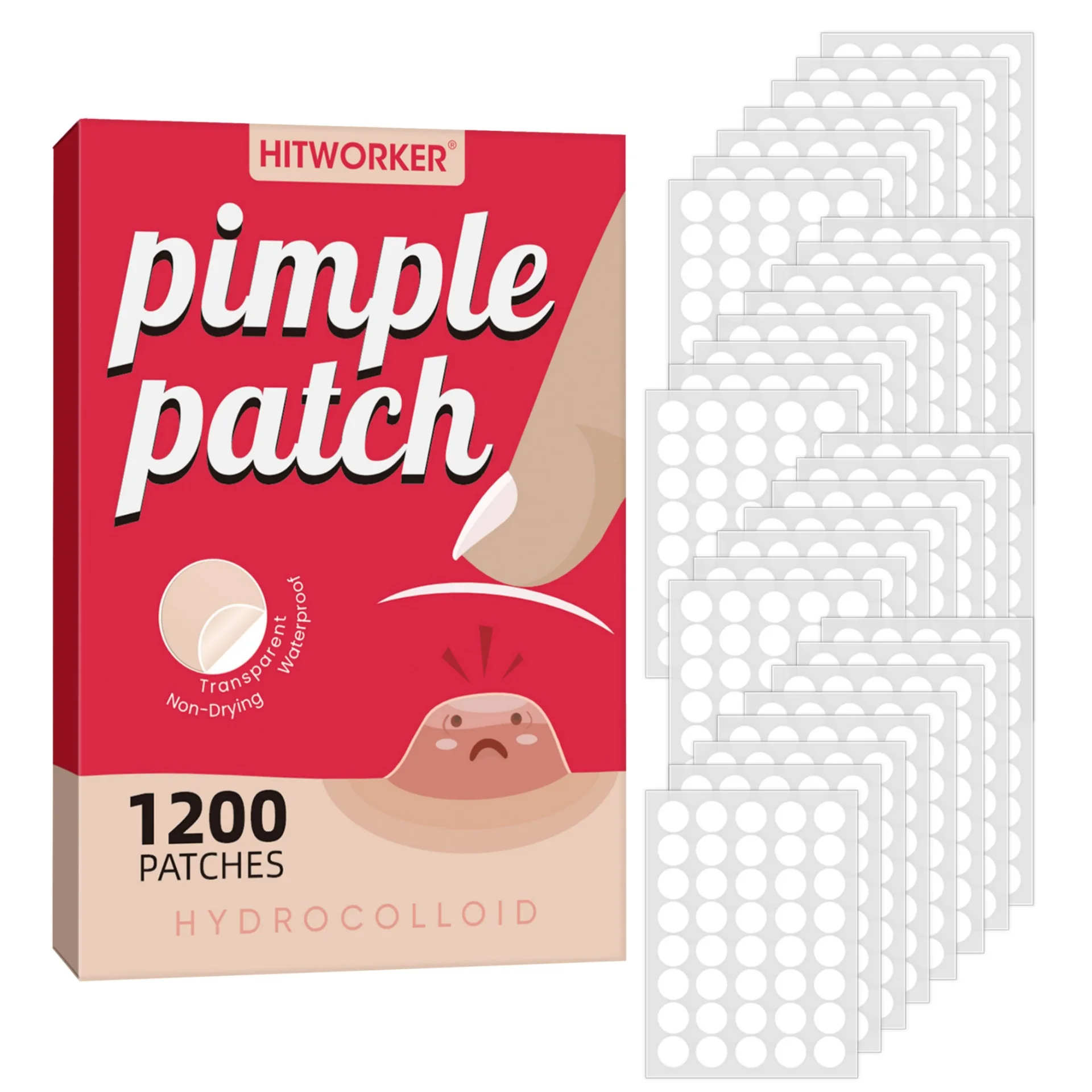 1200 peças/conjunto de adesivos de hidrogel para cobertura de acne, adequados para homens e mulheres, adequados para todos os tipos de pele
