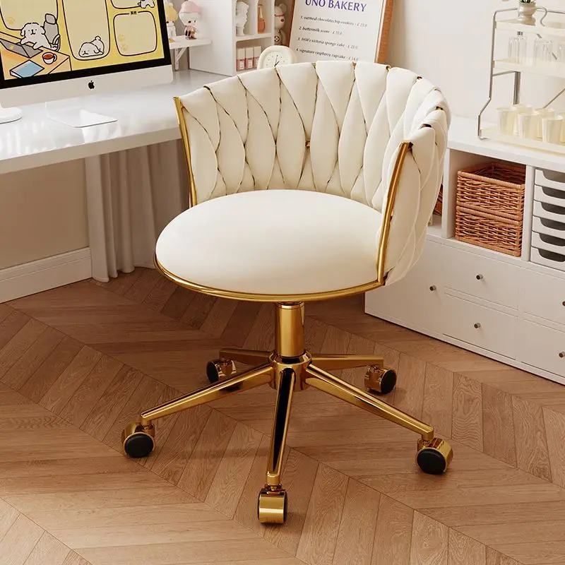 Desk Study Chair Computer Swivel Chair Bedroom Dressing Table Stool Soft Backrest Office Swivel Chair Can Be Raised and Lowered