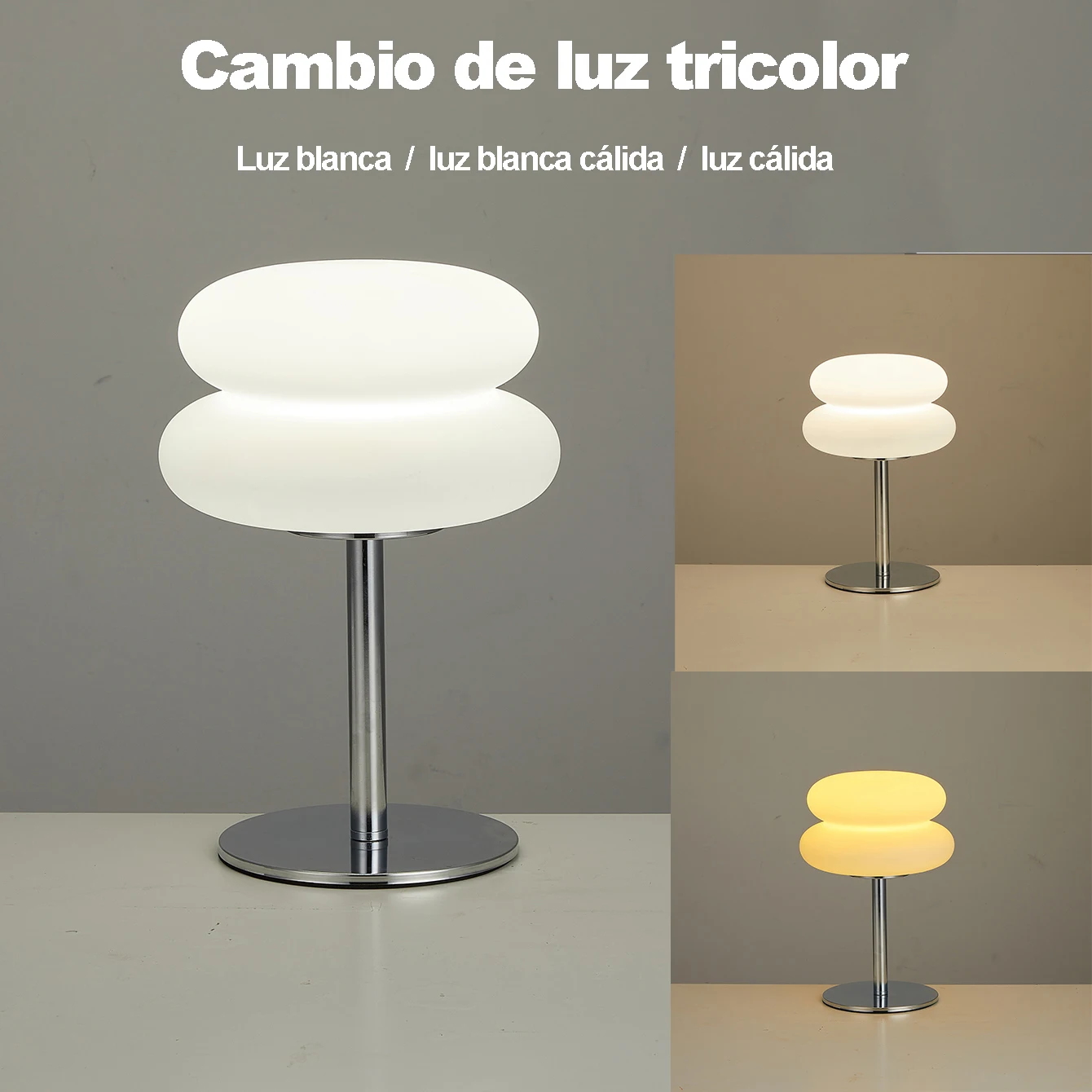 Lámpara de noche para dormitorio, lámpara de mesa de estilo cremoso, enchufe USB, atenuación tricolor, luz de ambiente para sala de estar y estudio
