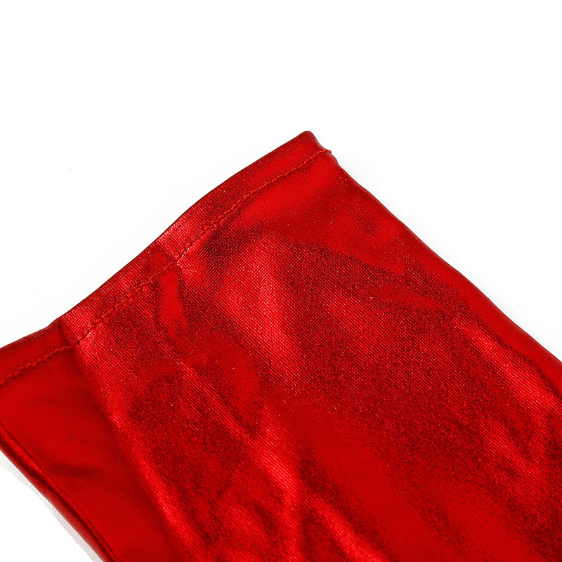 Womens Lacquer Leather Hook Finger Long Gloves Cosplay Nightclub Pole Dance Stage Performance Sexy Fingerless Mittens Accessory