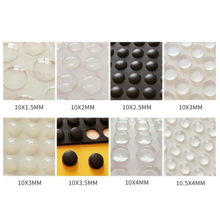 100Pcs Self Adhesive Round Silicone Rubber Bumpers Soft Transparent Black Anti Slip Shock Absorber Feet Pads Damper 10mm