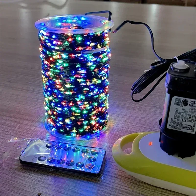 1000 LED Grün Draht Led String Fairy Lichter US/EU Stecker 110 V/220 V Wasserdichte LED Weihnachten baum Urlaub Haus Garten Dekor Weihnachten