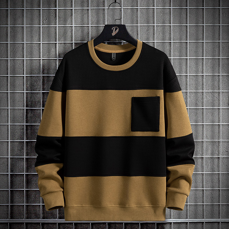 Sudadera a rayas para hombre, sudaderas con capucha de algodón de gran tamaño, jerséis de manga larga con cuello redondo, ropa de calle para hombre, Tops de moda 6Xl 8Xl 2024