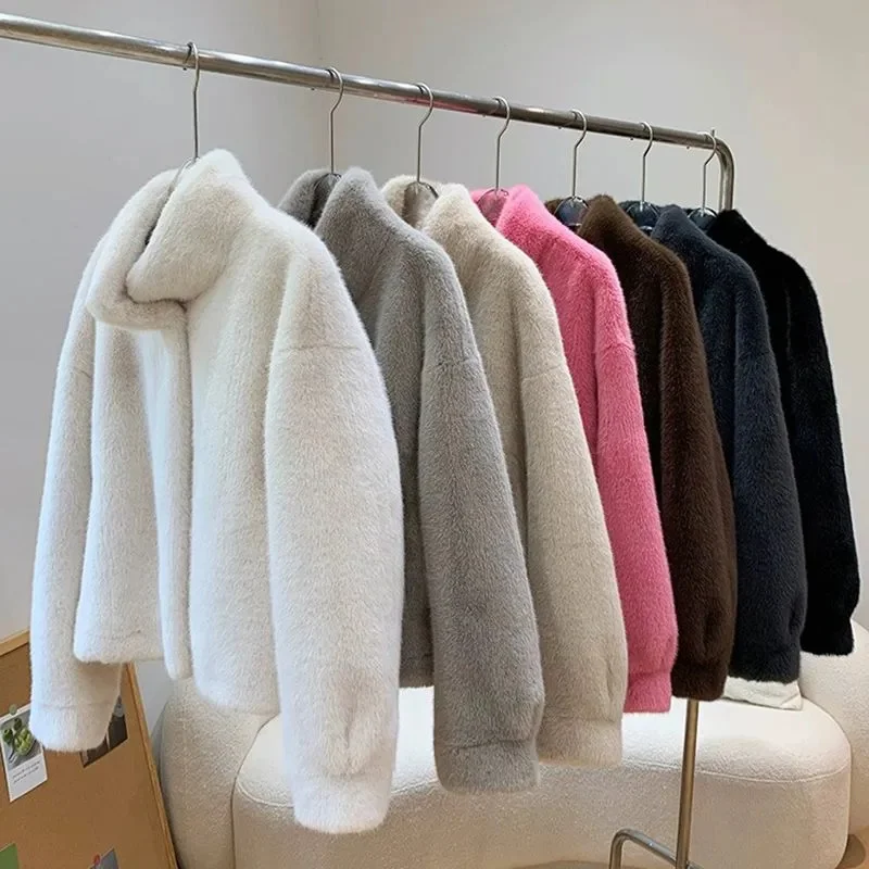 新 2024 毛皮ジャケットファッションショートミンクコート高品質ミンクの毛皮のコート女性秋冬気質マオマオ生き抜くレディーストップ
