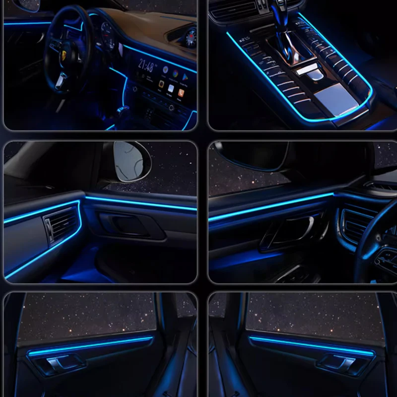 5M ความสว่างสูง LED รถตกแต่งภายใน-ยืดหยุ่น EL สายไฟนีออน DIY ติดตั้ง Multi-สี Ambient โคมไฟ