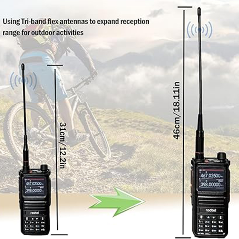 Antena flexible de tres bandas 144//220/430Mhz para walkie talkie Rt-4D Rt-470 Rt-900 Rt-470x rt-860