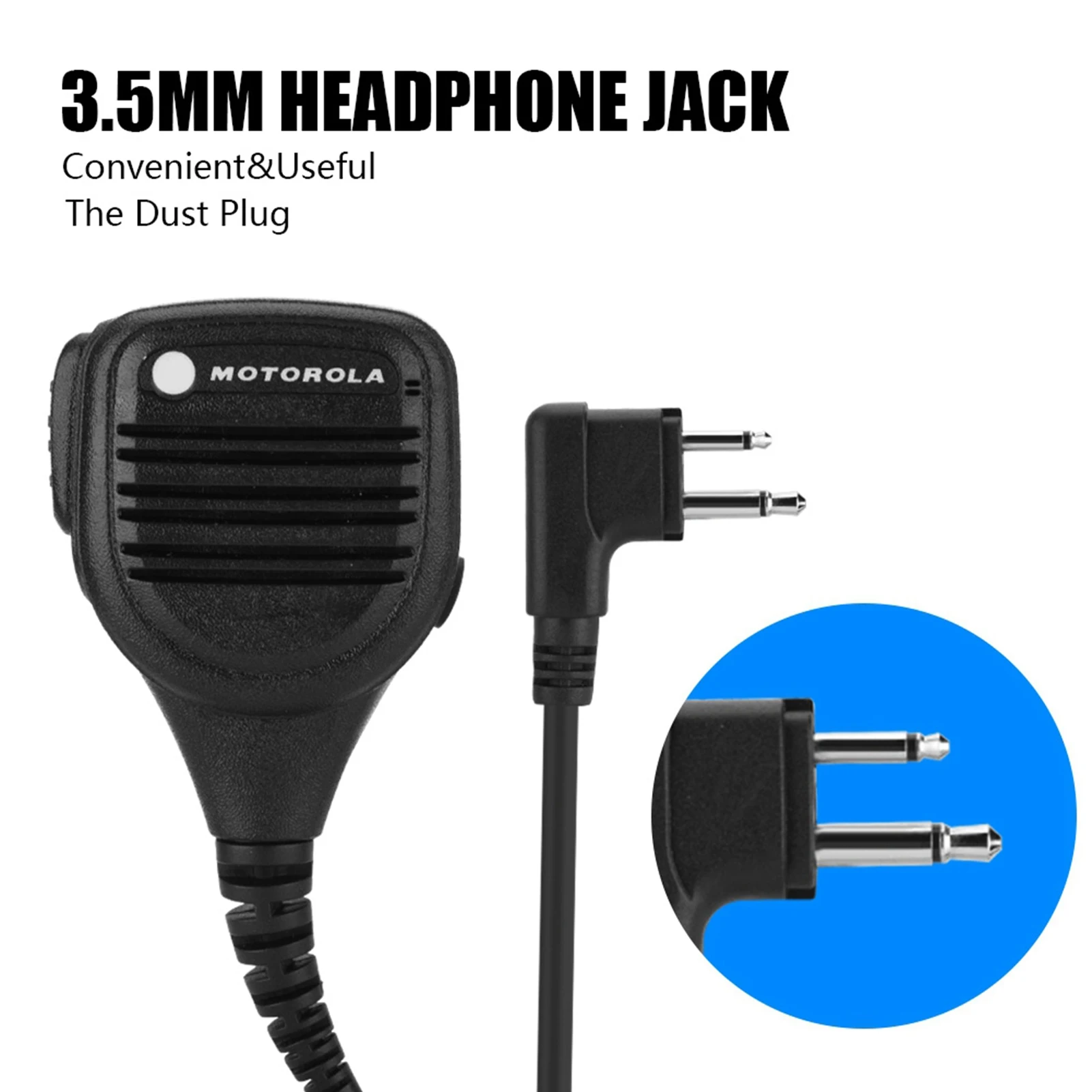 3.5mm fone de ouvido jack alto-falante microfone walkie talkie rádio microfone de mão com clipe de cinto de aço para