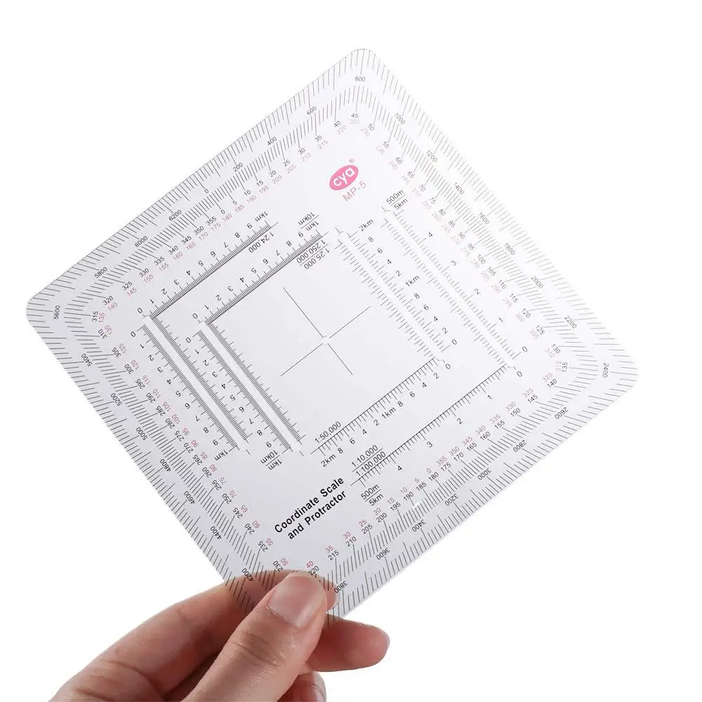 for Technical Square Ruler Topographical Map Protractor Land Navigation Protractor Measuring Ruler Coordinate Scale Protractor