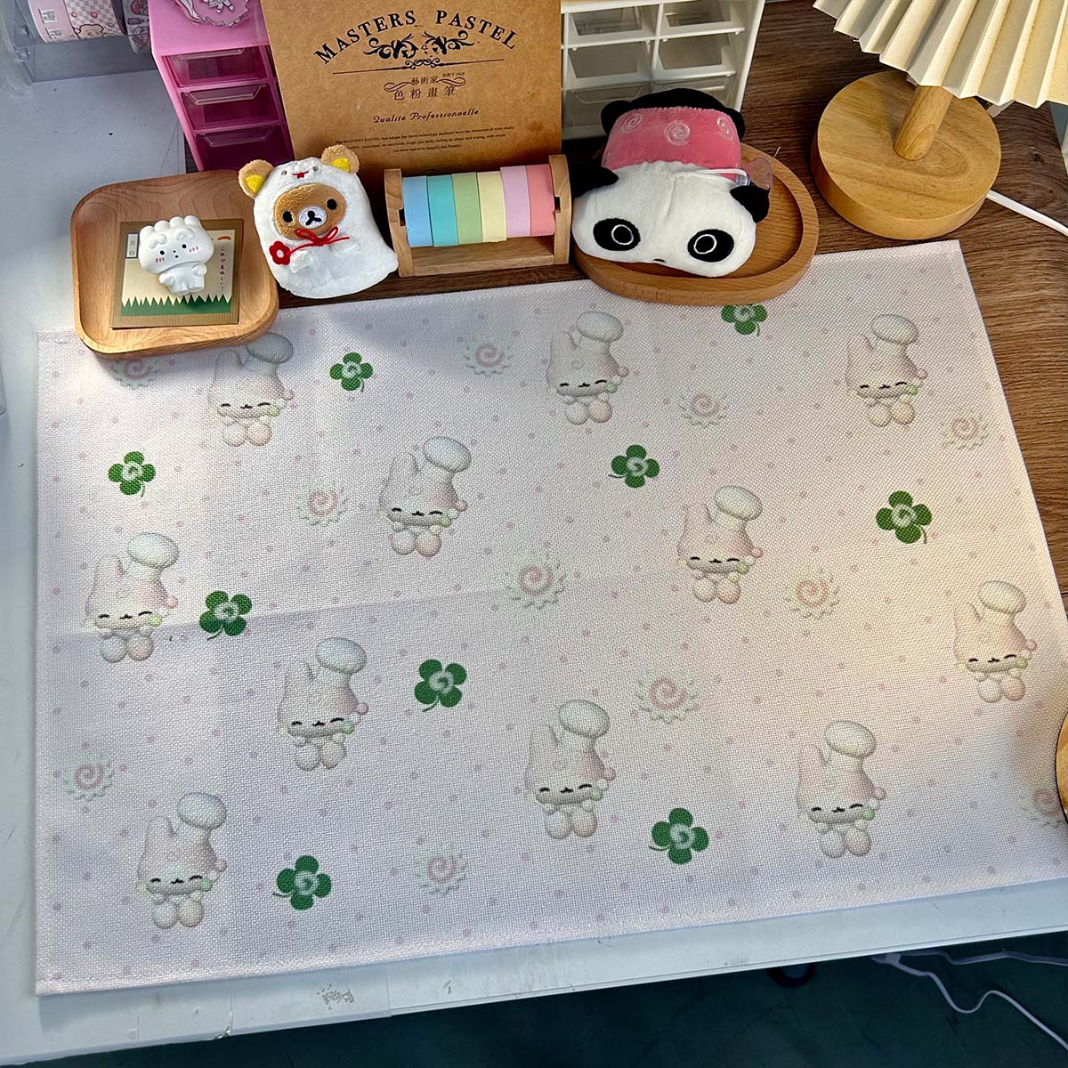 WAKAWAKA Cute Table Mat for Scrapbooking Deco Kawaii Notebook Decoration Table Clothes Cartoon Panda Clover Design