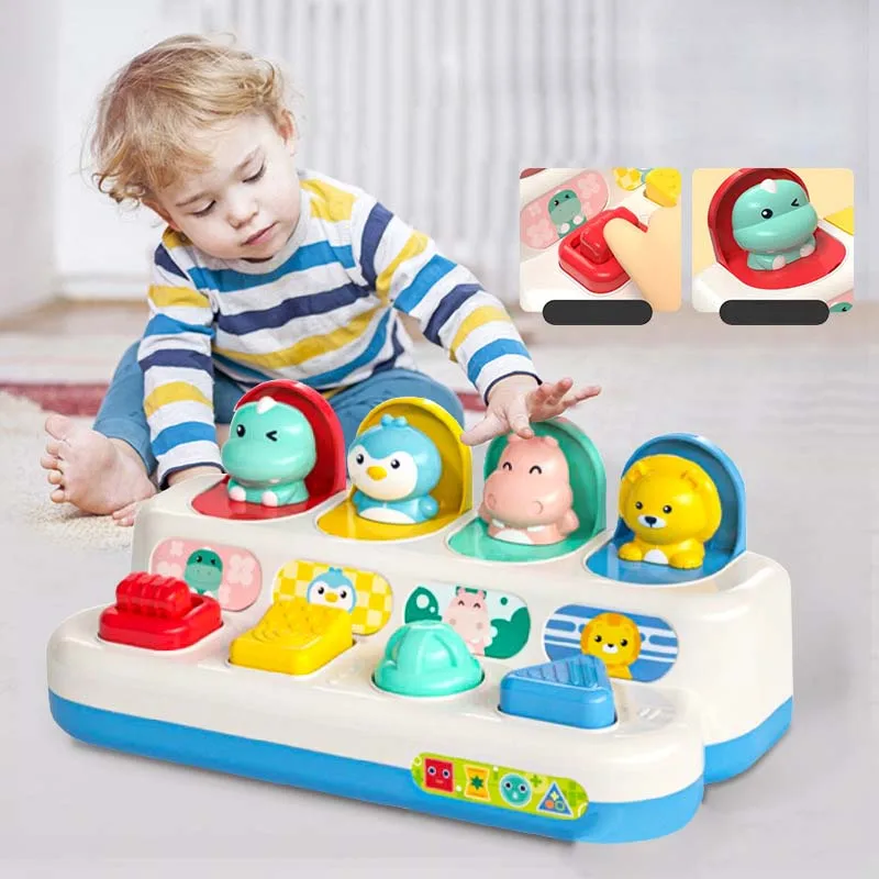 Giocattolo pop-up per attività interattiva per bambini Giocattolo per causa e effetti Giochi per lo sviluppo del bambino Giocattoli educativi per l'apprendimento Montessori
