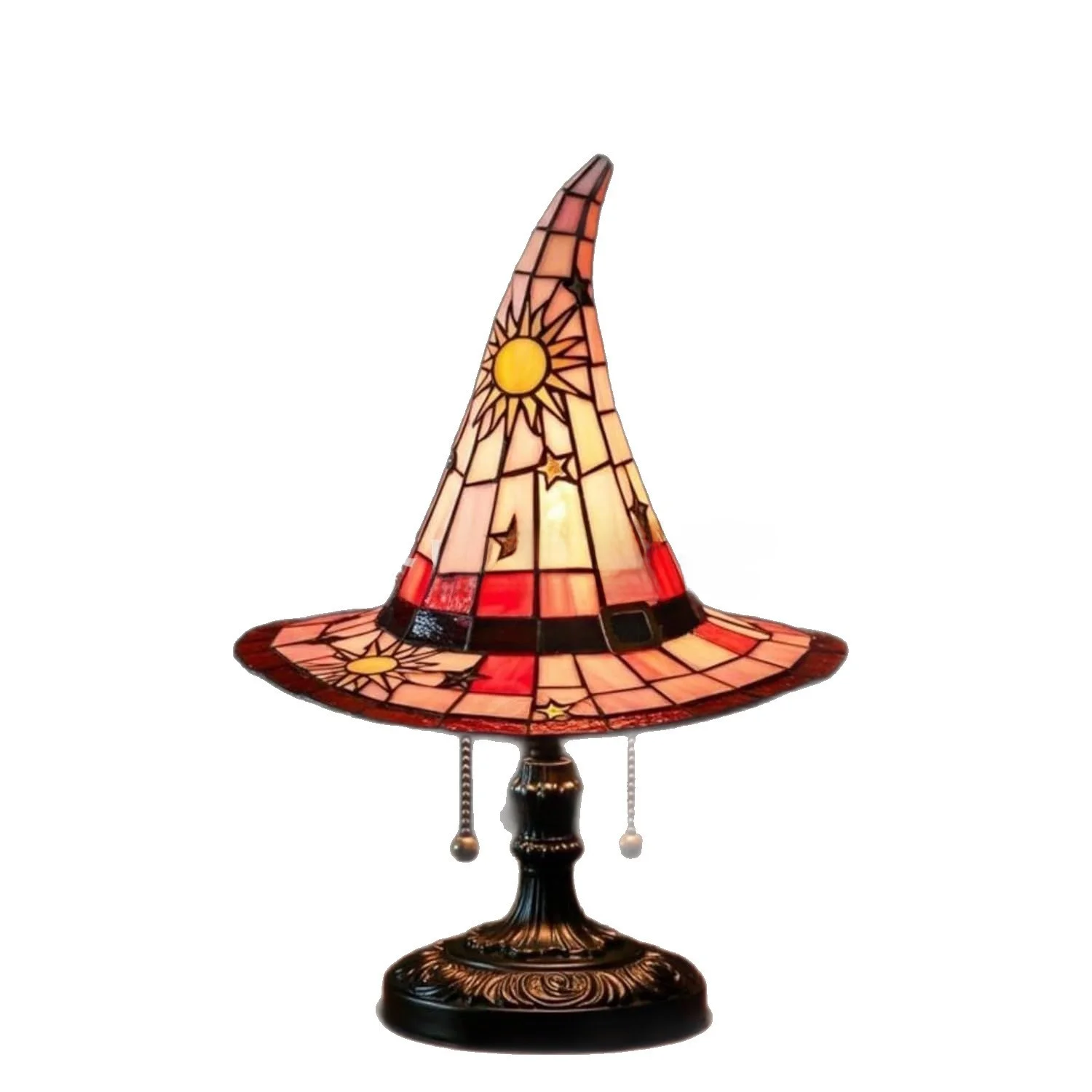 Luminária de Chapéu de Bruxa em Vidro Colorido com Luzes LED, Acório de Moda para a Temporada de Inverno