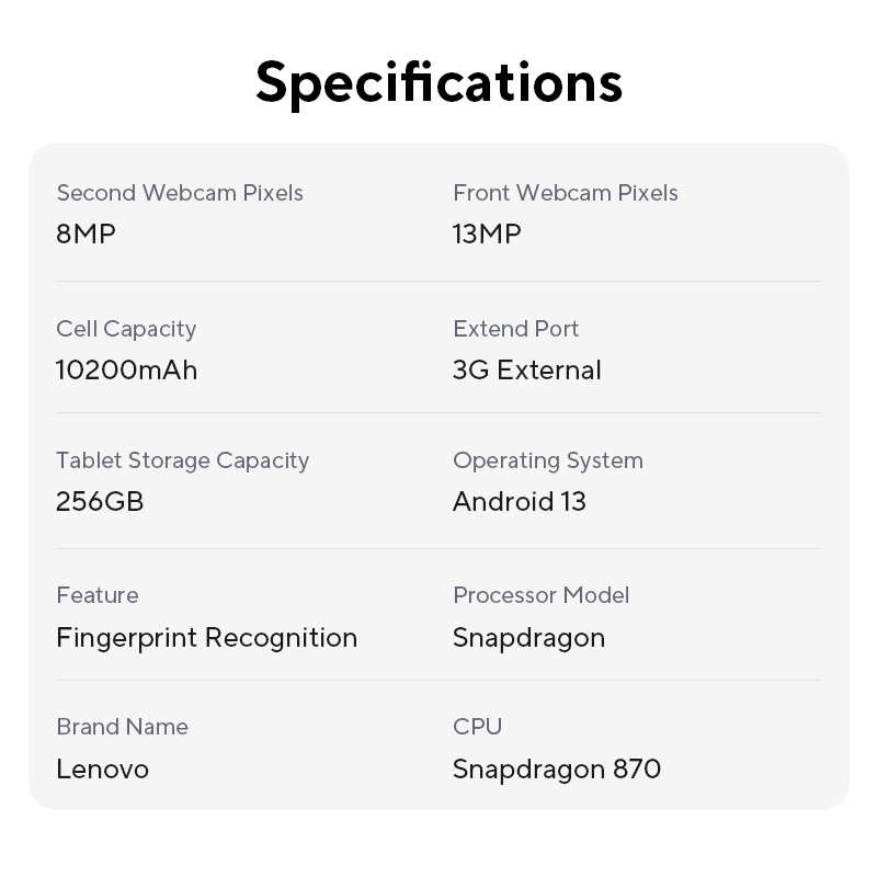 Глобальная ПЗУ Lenovo XiaoXin Pad Pro 12,7-дюймовый Wi-Fi Snapdragon 870 ЖК-экран 144 Гц 8 ГБ 128 ГБ/256 ГБ 10200 мАч Android 13 планшетов