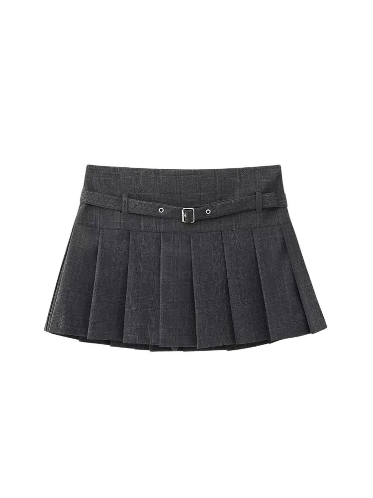 Saias curtas plissadas para mulheres, com cinto, zíper lateral, cintura média, saia feminina, moda