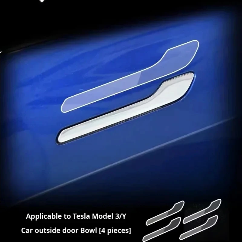 1 conjunto adequado para tesla atualizado modelo 3y película protetora de maçaneta de porta, película protetora transparente tpu resistente a arranhões