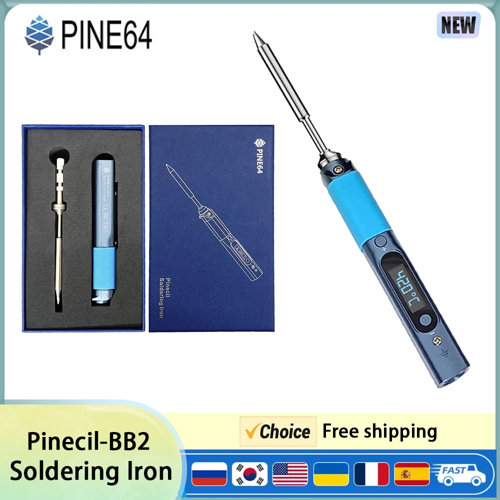 Soldador inteligente Pine64 Pinecil V1 CN, herramientas de soldadura portátiles tipo C DC5525, herramientas de soldadura digitales de temperatura ajustable TS-B2