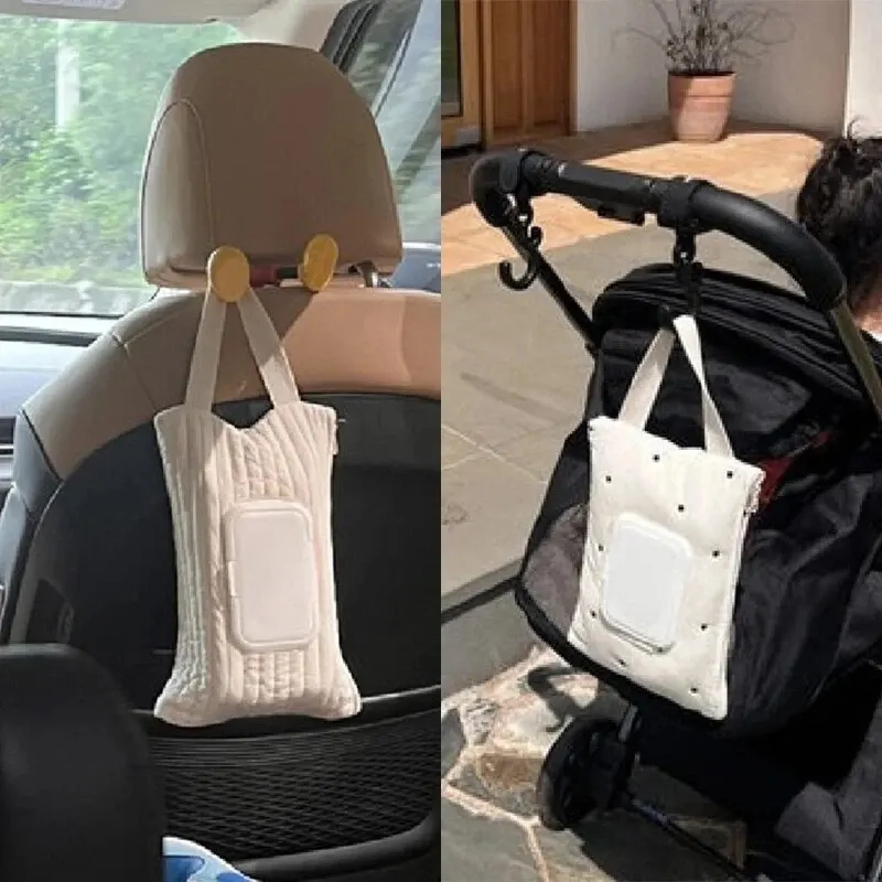 Carrinho de bebê pendurado saco dos desenhos animados do bebê viagem portátil molhado papel toalha armazenamento bolsa bonito ponto listrado simples saco com zíper