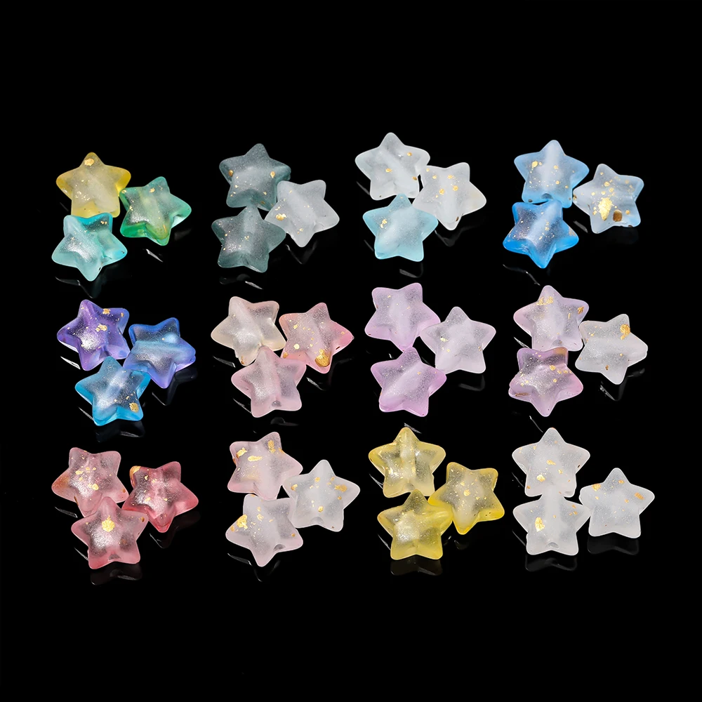 50 sztuk/partia akrylowe koraliki gwiazda 10mm musujące Makaron kolor Pentagram koraliki moda DIY materiał naszyjnik kolczyki Making
