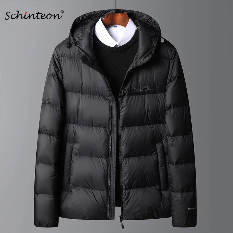 Schinteon Hoge Kwaliteit Heren 90% Witte Eend Donsjack Herfst Winter Casual Uitloper Met Kap Jas Plus Size Mannelijke kleding