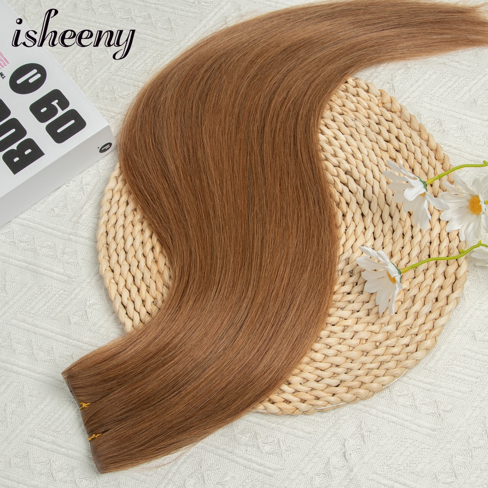 Isheeny ตรงยาวเทป Weft ผม 12 "-22" PU Skin Weft Human Hair Extensions ธรรมชาติฉีดผม 80-100g