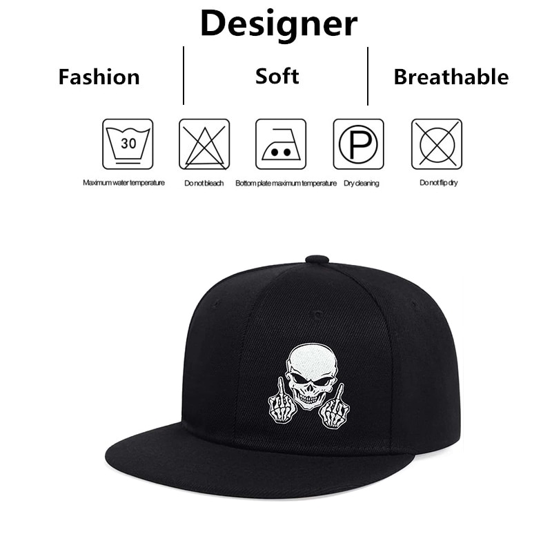 Sombreros de Hip-hop con bordado de dedos de esqueleto Unisex, gorras de béisbol informales ajustables para exteriores, sombrero protector solar para primavera y otoño