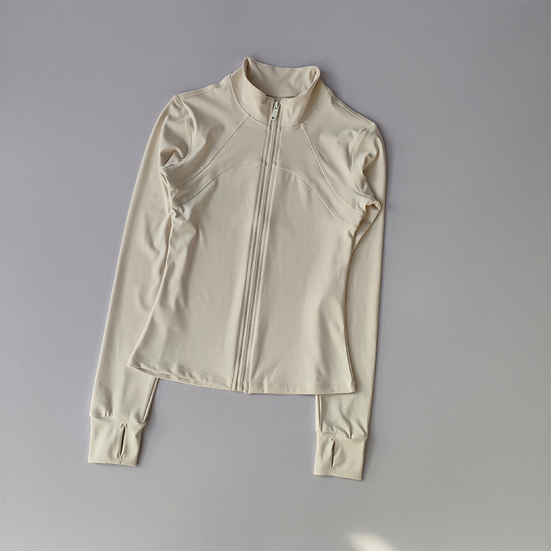 Traje de Yoga para mujer, chaqueta deportiva de manga larga con cuello levantado de gama alta, entrenamiento para correr, Top deportivo, traje para correr a prueba de viento