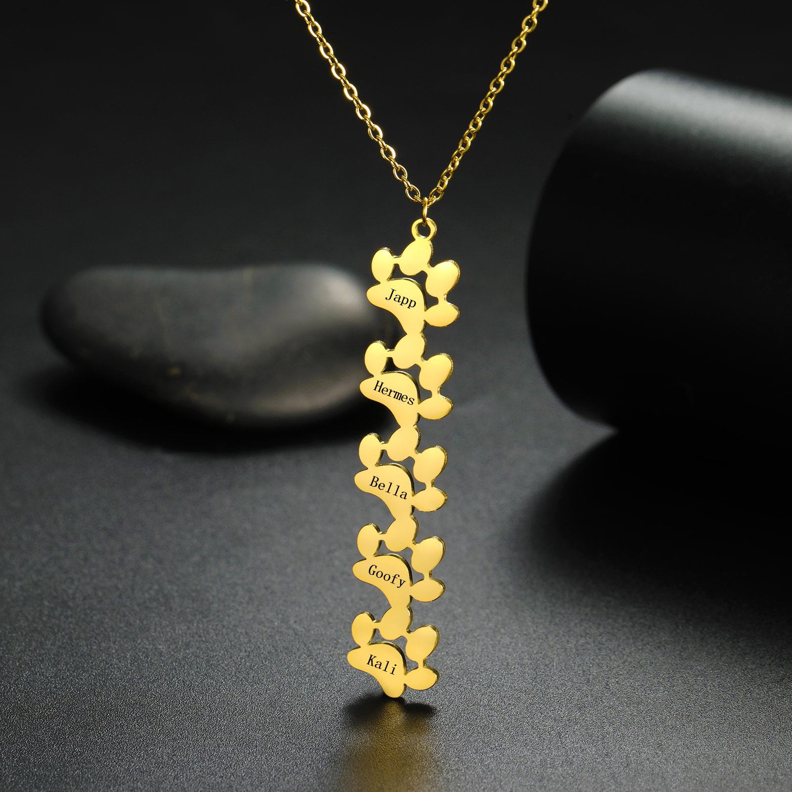 Sipuris สุนัข PAW แกะสลักที่กําหนดเองชื่อสร้อยคอผู้หญิงผู้ชายสแตนเลส Hip Hop สัตว์เลี้ยงจี้ของขวัญเครื่องประดับสําหรับคนรักสัตว์เลี้ยง